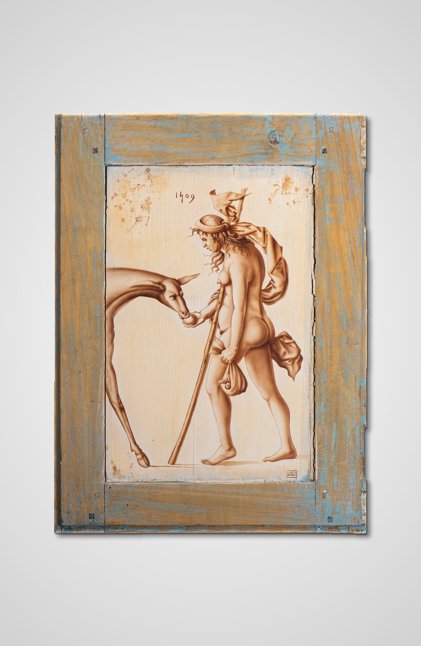 A vagabond acrylic fine art wooden door fantasy Francois AVONS artist sustainability project