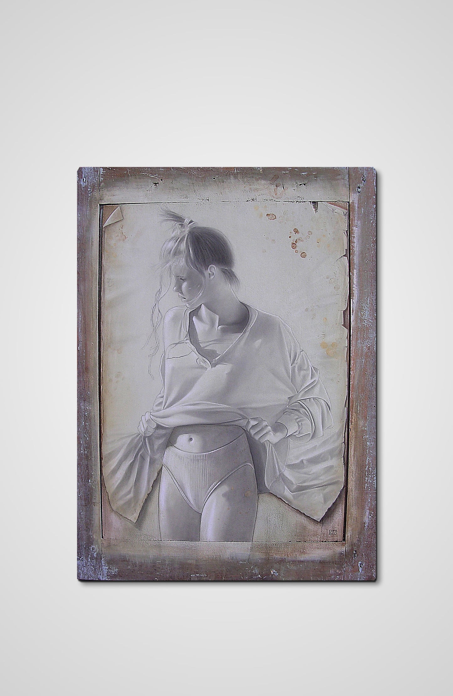 I lift up pencil fine art wooden door women Francois AVONS upcycle decoration