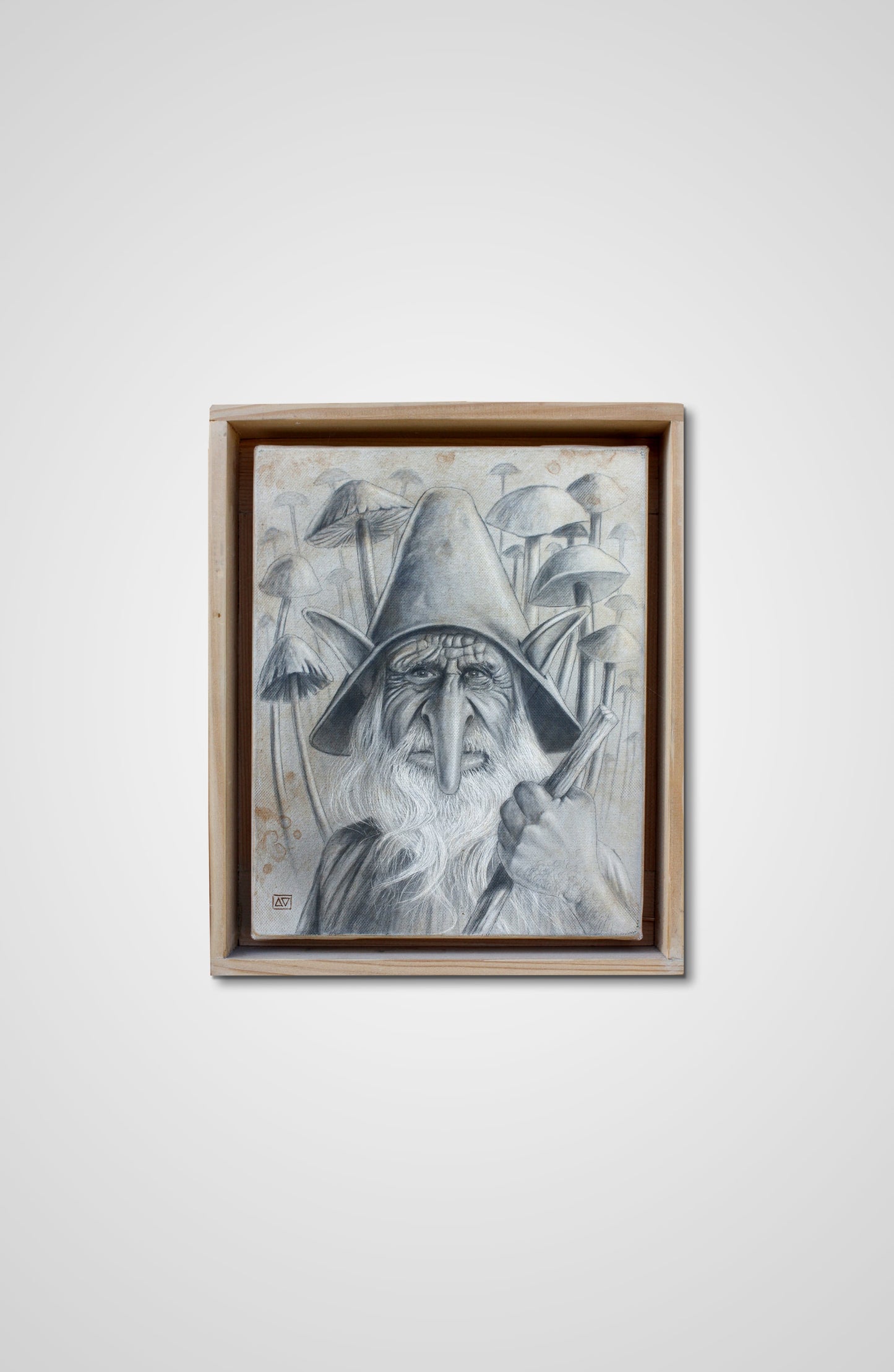 Patriarch'S Opinion pencil fine art canvas fantasy Francois AVONS Reclaimed Materials