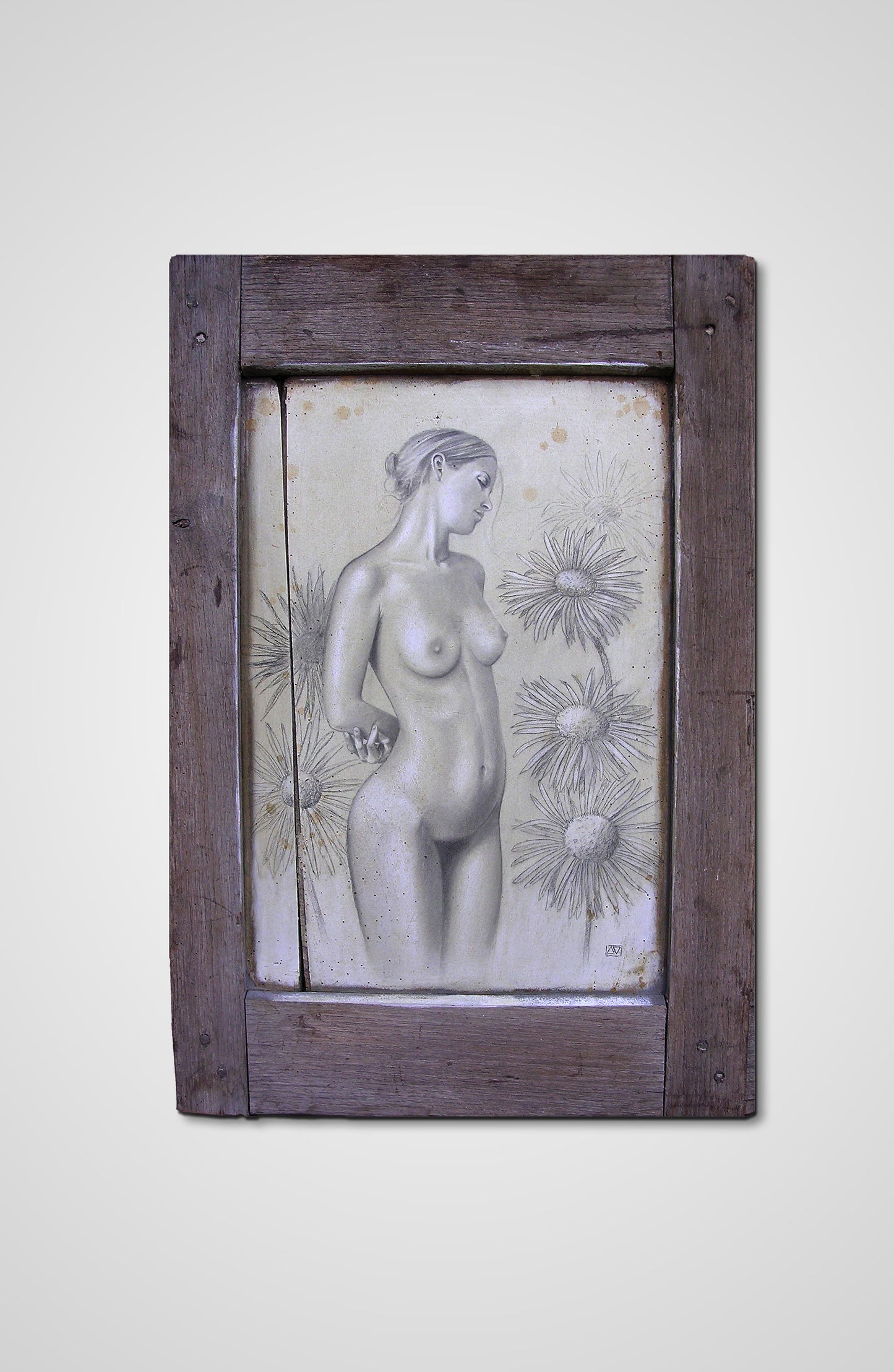 The dandelions pencil fine art wooden door fantasy Francois AVONS upcycle deco