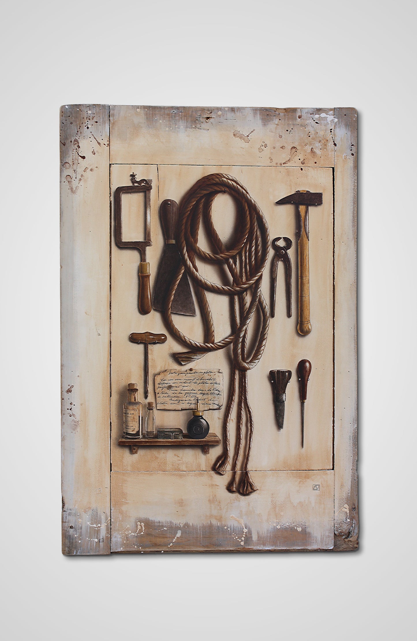 Tool Board acrylic aero fine art wooden door still life Francois AVONS upcycle decoration
