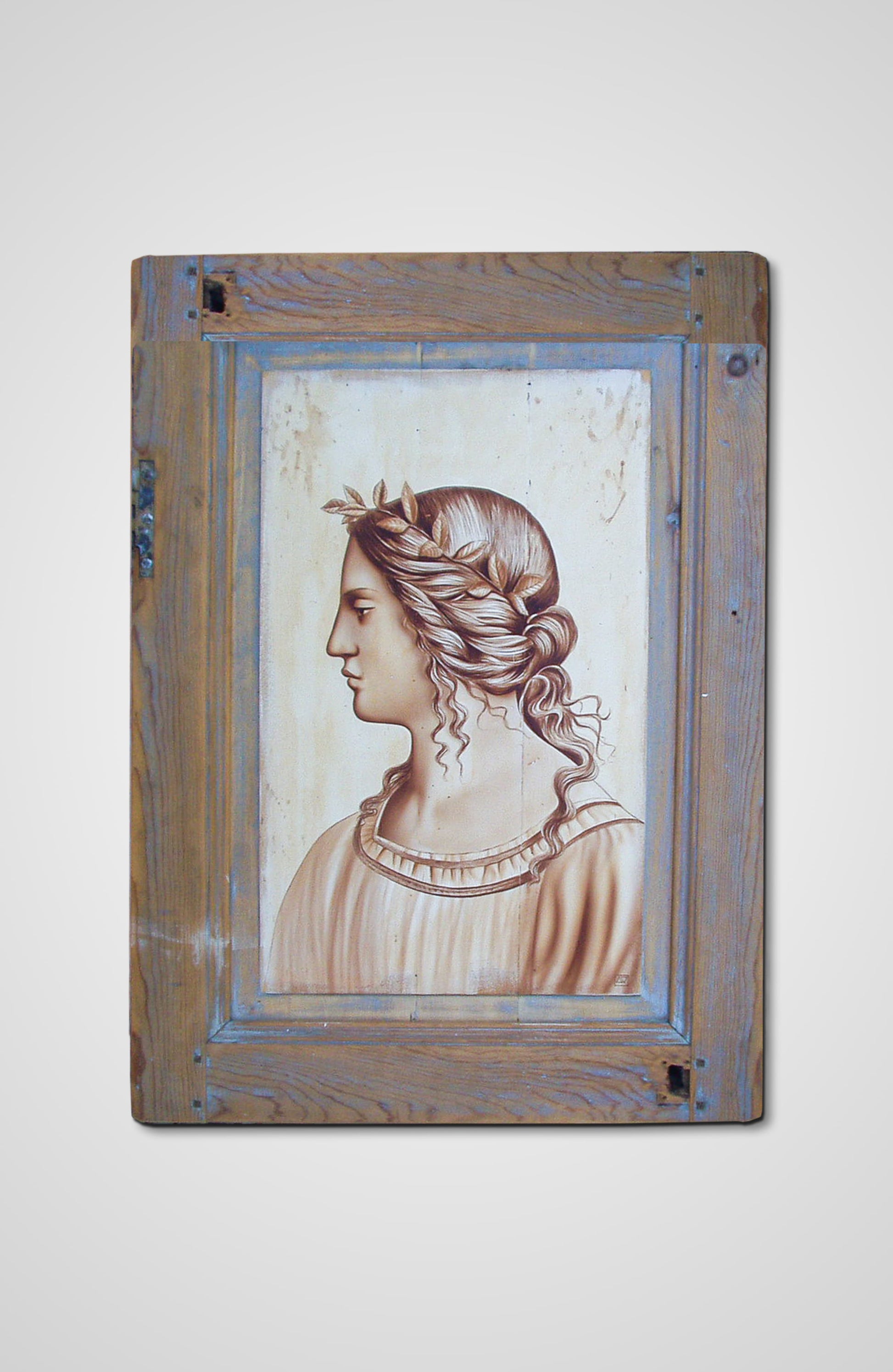 A medieval portrait acrylic aero fine art wooden door fantasy Francois AVONS upcycle decor