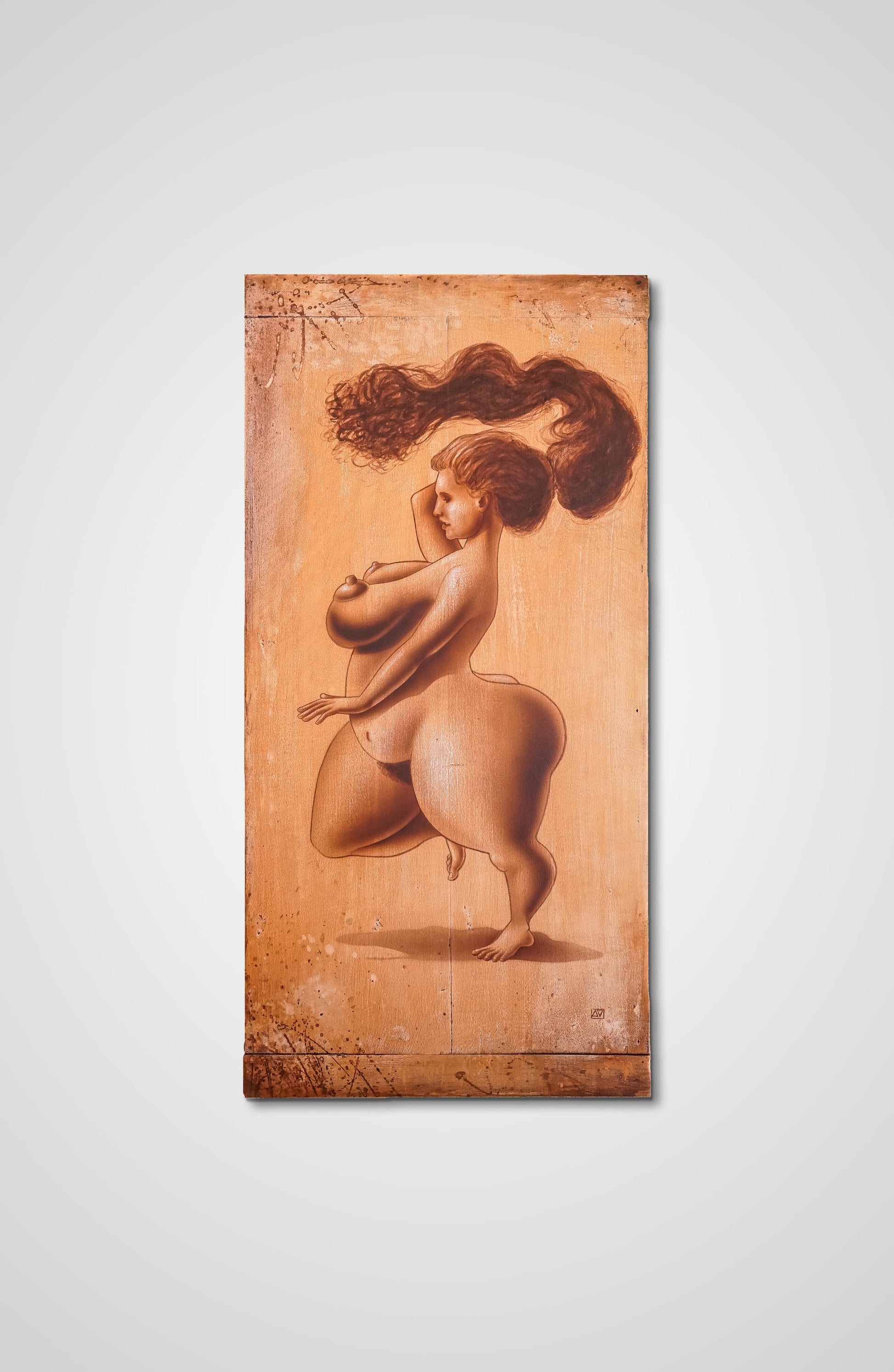 The Doorbell acrylic fine art wooden door fantasy Francois AVONS wooden door